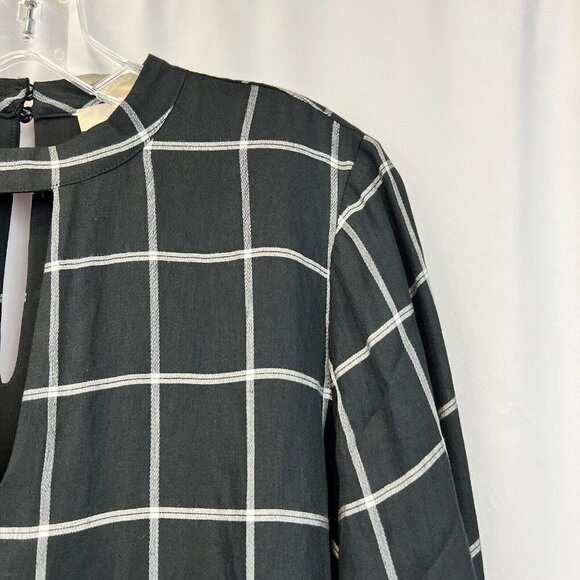 Loft Womens Multicolor Plaid Choker Neck Long Sleeve Shift Dress Size Medium New - Picture 7 of 11